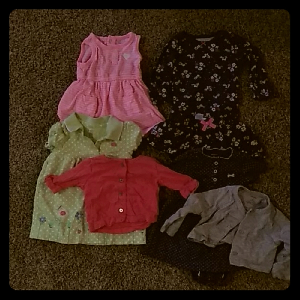 4 outfits 3 dresses and 1 onesie and skort combo